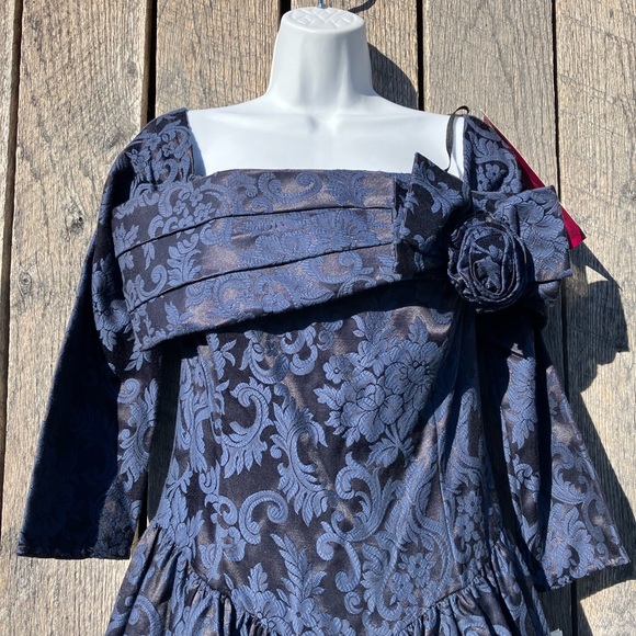 Vintage Jessica McClintock Blue Pattern Formal Dress - Picture 2 of 15